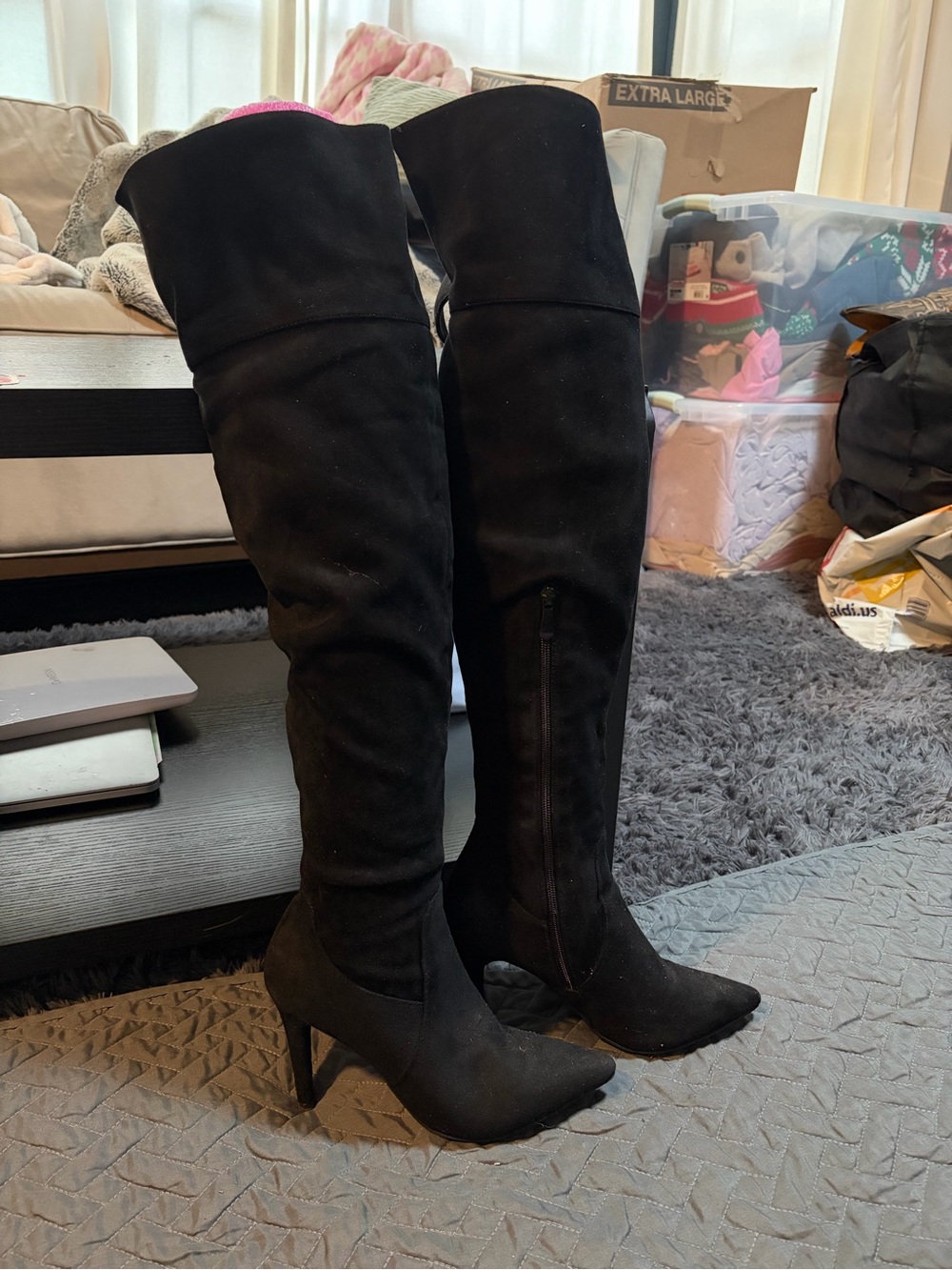 Black Over-the-Knee Heeled Boots